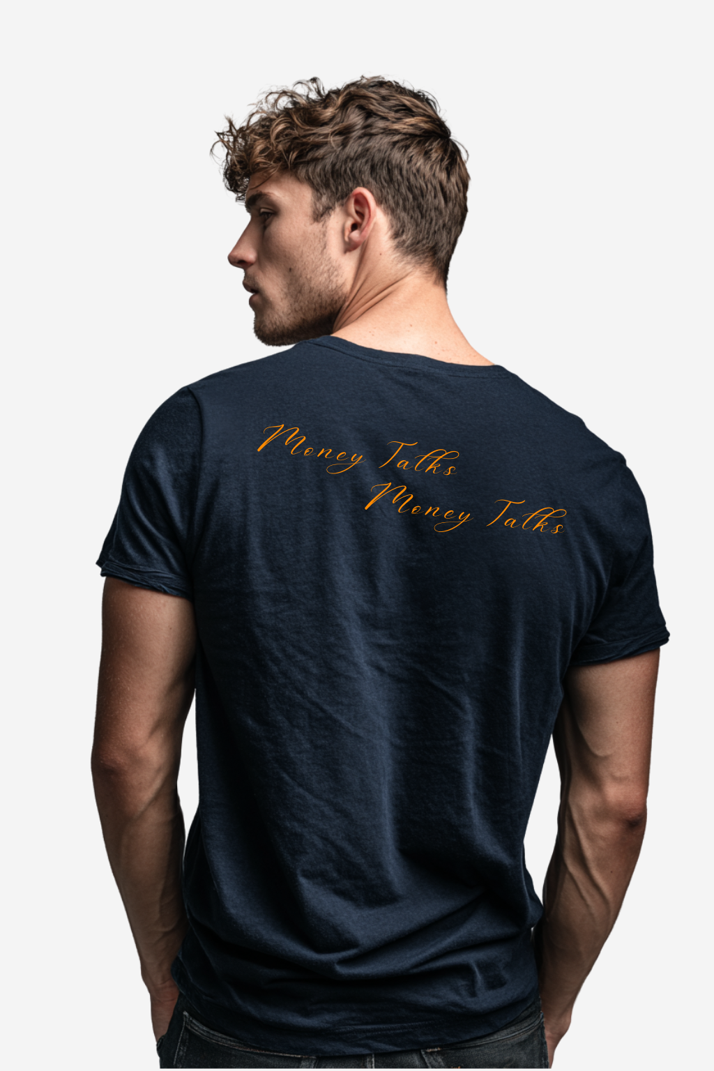 MONEY TALKS T-SHIRT | NAVY & AMBER
