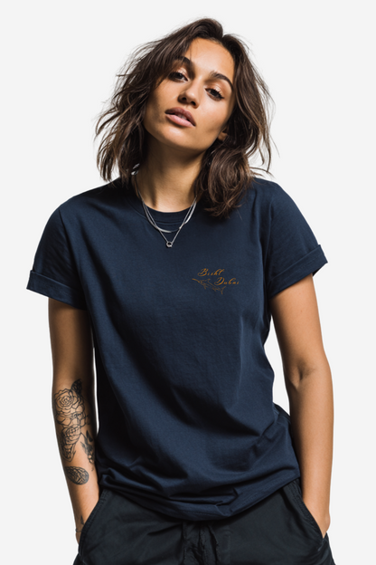 MONEY TALKS T-SHIRT | NAVY & AMBER