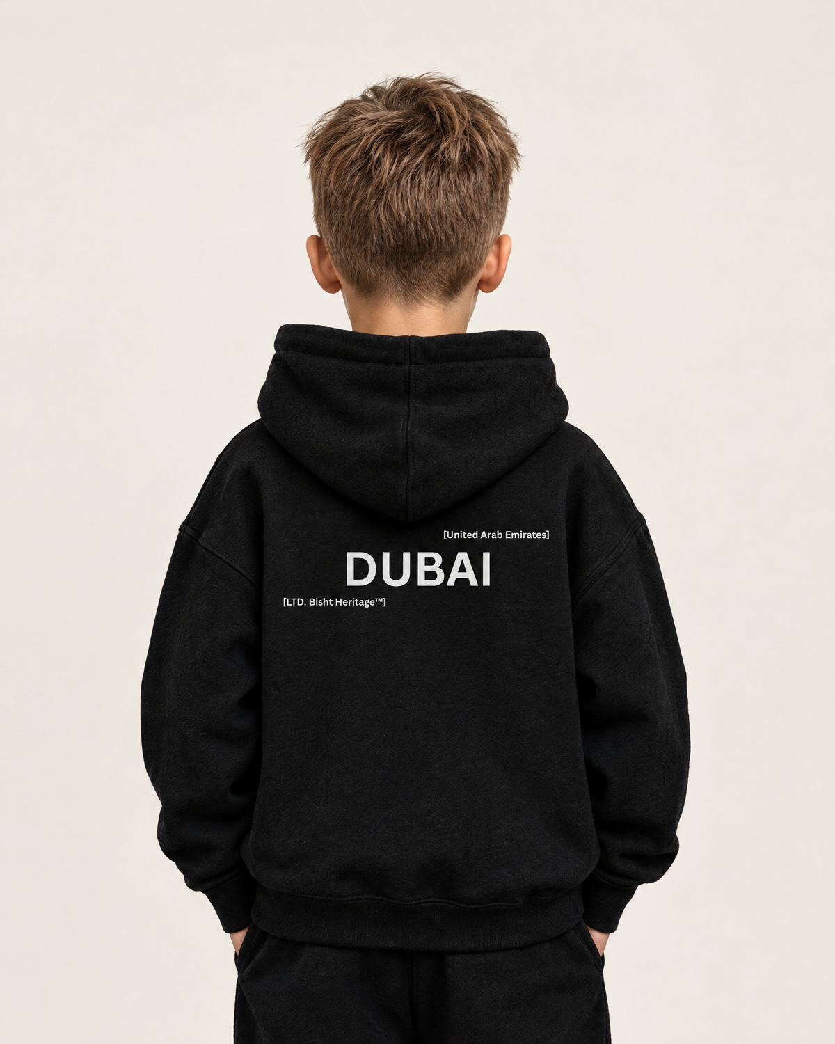 Dar El7y Dubai Kids Hoodie in black - back print